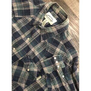Kilimanjaro Pearl Snap Mens XLT Blue & Green Plaid Long Sleeve Shirt Shacket